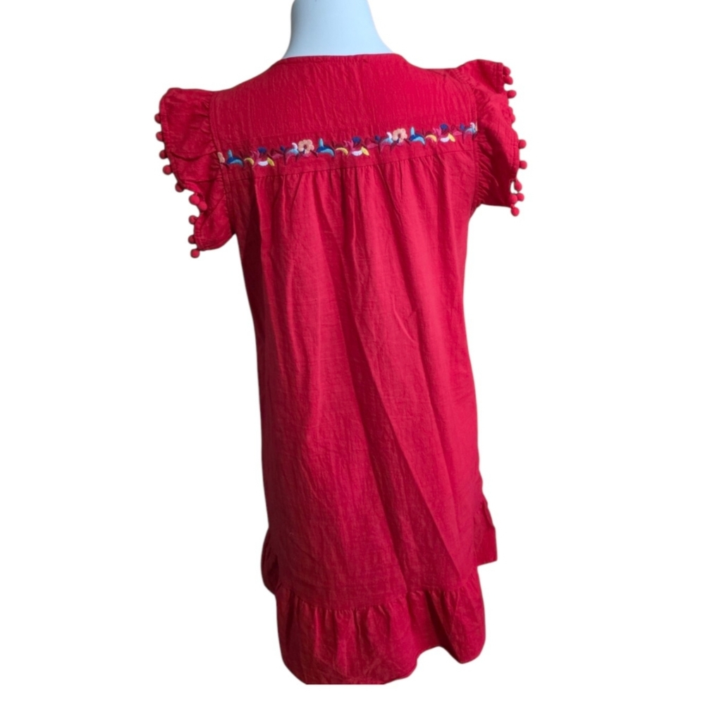 Kirundo Split Neck Sleeveless Embroidered Ruffle Hem Dress Red Size M - Picture 5 of 12